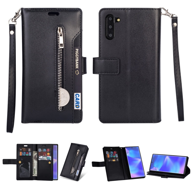 For Samsung Galaxy Note10+ Multifunctional Zipper Horizontal Flip Leather Case with Holder & Wallet & 9 Card Slots & Lanyard