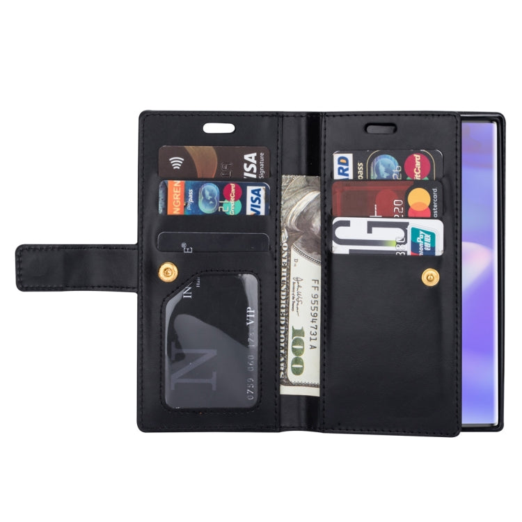 For Samsung Galaxy Note10+ Multifunctional Zipper Horizontal Flip Leather Case with Holder & Wallet & 9 Card Slots & Lanyard