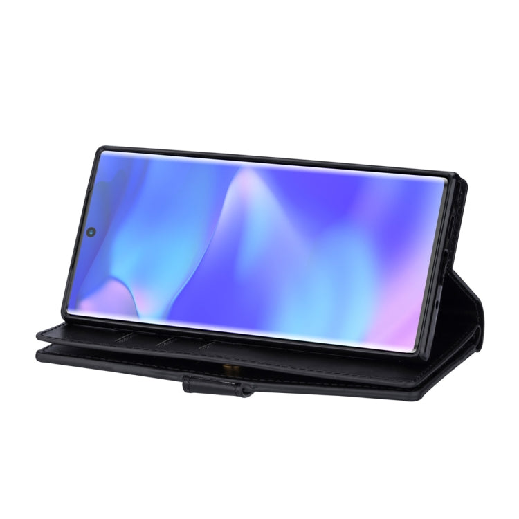 For Samsung Galaxy Note10+ Multifunctional Zipper Horizontal Flip Leather Case with Holder & Wallet & 9 Card Slots & Lanyard