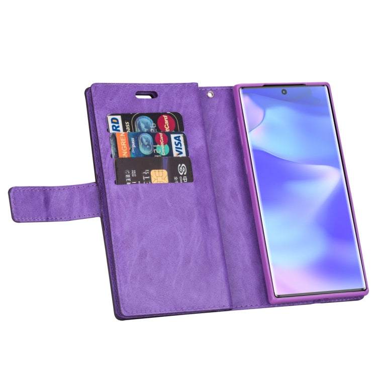 For Samsung Galaxy Note10+ Multifunctional Zipper Horizontal Flip Leather Case with Holder & Wallet & 9 Card Slots & Lanyard