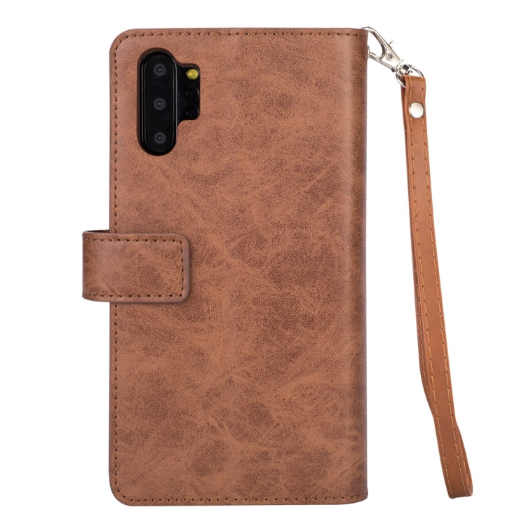 For Samsung Galaxy Note10+ Multifunctional Zipper Horizontal Flip Leather Case with Holder & Wallet & 9 Card Slots & Lanyard