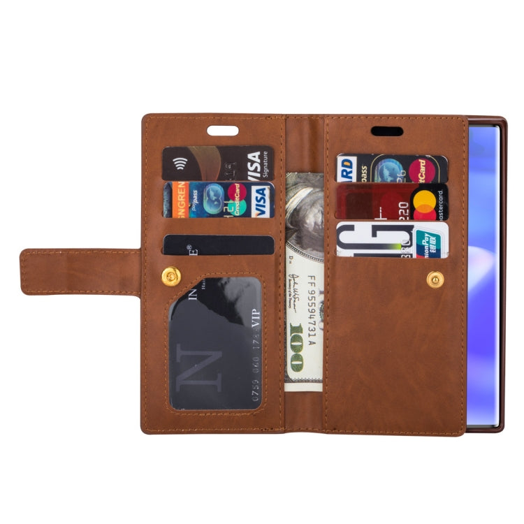 For Samsung Galaxy Note10+ Multifunctional Zipper Horizontal Flip Leather Case with Holder & Wallet & 9 Card Slots & Lanyard
