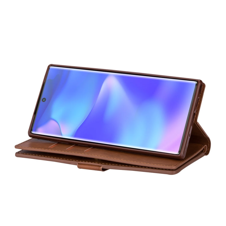 For Samsung Galaxy Note10+ Multifunctional Zipper Horizontal Flip Leather Case with Holder & Wallet & 9 Card Slots & Lanyard