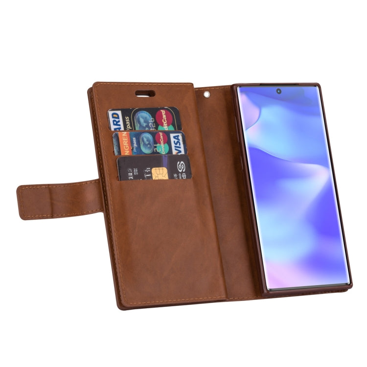 For Samsung Galaxy Note10+ Multifunctional Zipper Horizontal Flip Leather Case with Holder & Wallet & 9 Card Slots & Lanyard