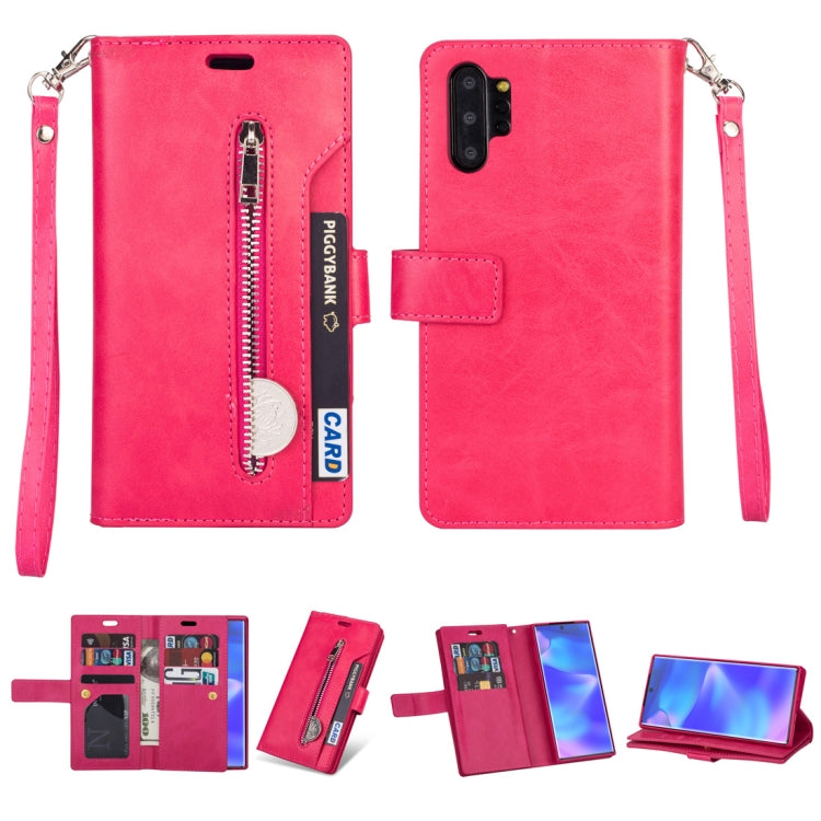 For Samsung Galaxy Note10+ Multifunctional Zipper Horizontal Flip Leather Case with Holder & Wallet & 9 Card Slots & Lanyard