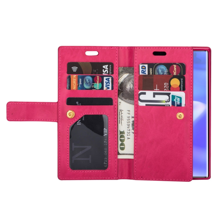For Samsung Galaxy Note10+ Multifunctional Zipper Horizontal Flip Leather Case with Holder & Wallet & 9 Card Slots & Lanyard