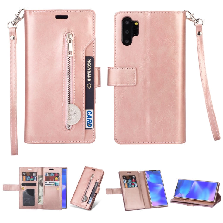 For Samsung Galaxy Note10+ Multifunctional Zipper Horizontal Flip Leather Case with Holder & Wallet & 9 Card Slots & Lanyard