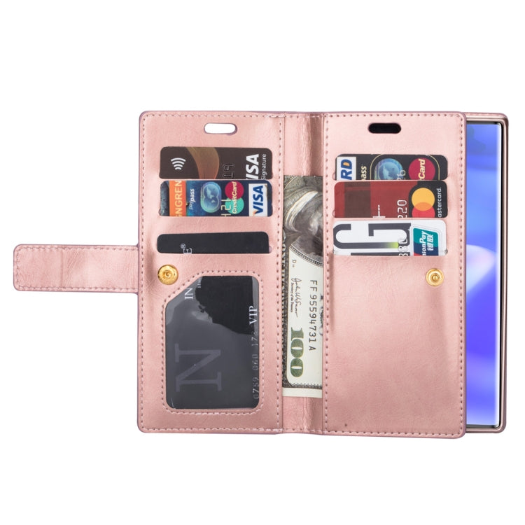 For Samsung Galaxy Note10+ Multifunctional Zipper Horizontal Flip Leather Case with Holder & Wallet & 9 Card Slots & Lanyard