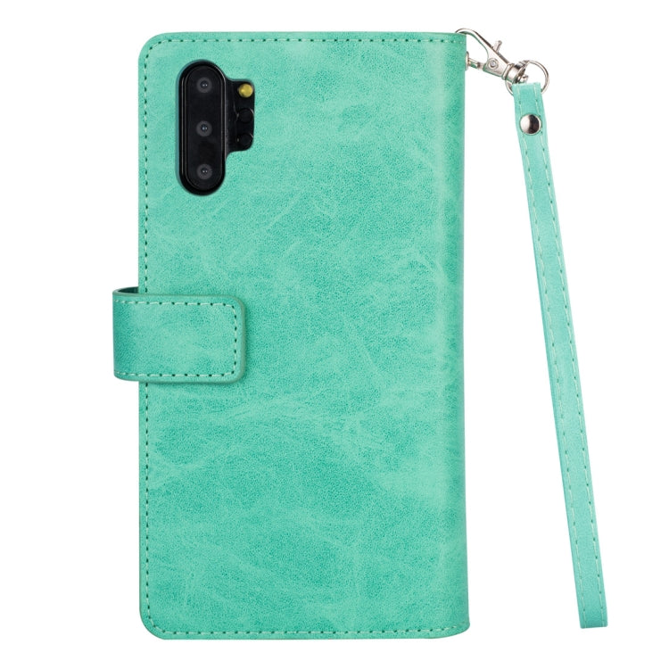 For Samsung Galaxy Note10+ Multifunctional Zipper Horizontal Flip Leather Case with Holder & Wallet & 9 Card Slots & Lanyard