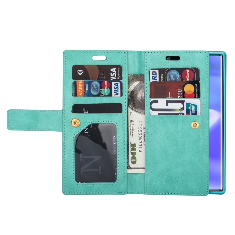 For Samsung Galaxy Note10+ Multifunctional Zipper Horizontal Flip Leather Case with Holder & Wallet & 9 Card Slots & Lanyard