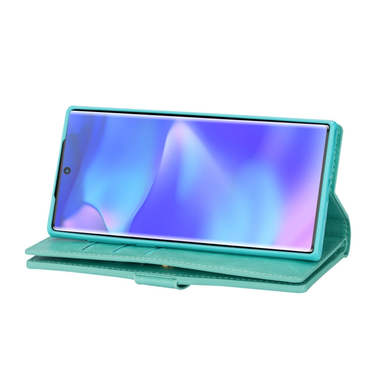For Samsung Galaxy Note10+ Multifunctional Zipper Horizontal Flip Leather Case with Holder & Wallet & 9 Card Slots & Lanyard