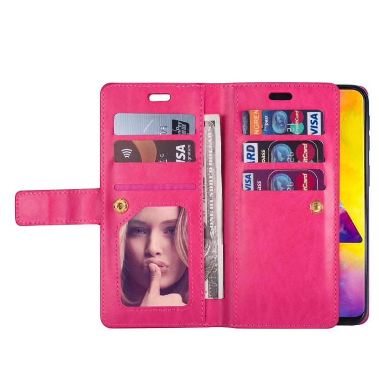 For Samsung Galaxy A20s Multifunctional Zipper Horizontal Flip Leather Case with Holder & Wallet & 9 Card Slots & Lanyard