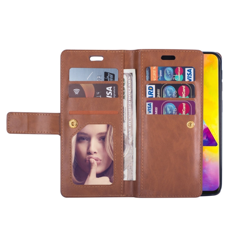For Samsung Galaxy A10s Multifunctional Zipper Horizontal Flip Leather Case with Holder & Wallet & 9 Card Slots & Lanyard