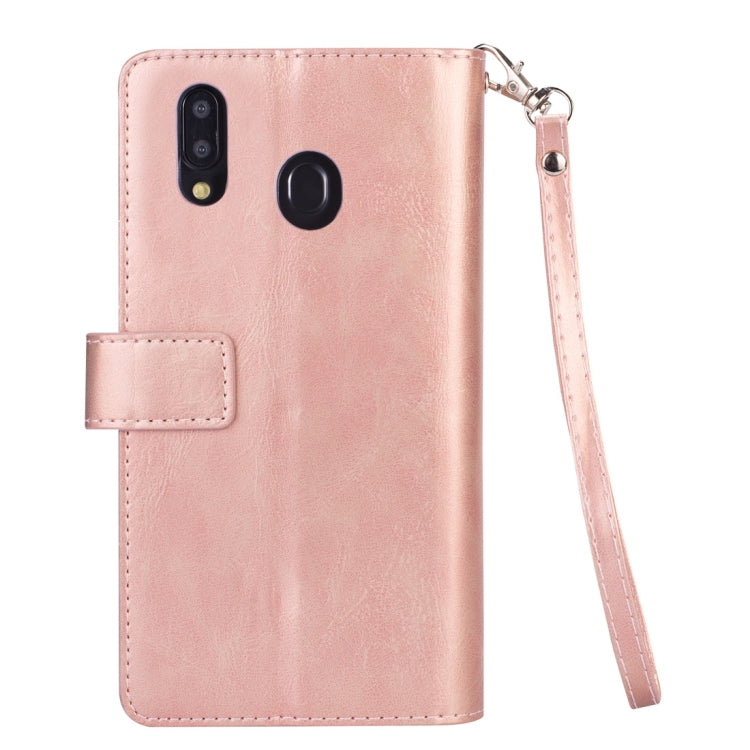 For Samsung Galaxy A10s Multifunctional Zipper Horizontal Flip Leather Case with Holder & Wallet & 9 Card Slots & Lanyard