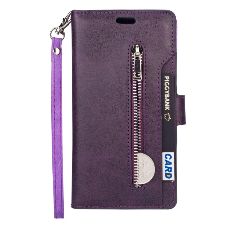 For Samsung Galaxy A70 Multifunctional Zipper Horizontal Flip Leather Case with Holder & Wallet & 9 Card Slots & Lanyard