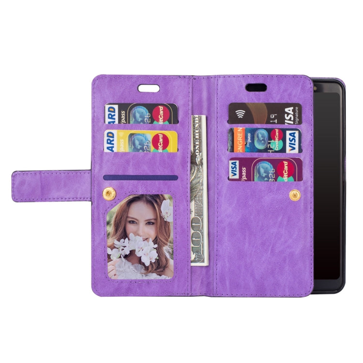 For Samsung Galaxy A70 Multifunctional Zipper Horizontal Flip Leather Case with Holder & Wallet & 9 Card Slots & Lanyard