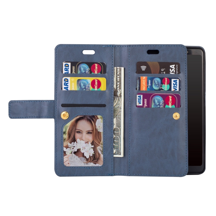 For Samsung Galaxy A70 Multifunctional Zipper Horizontal Flip Leather Case with Holder & Wallet & 9 Card Slots & Lanyard