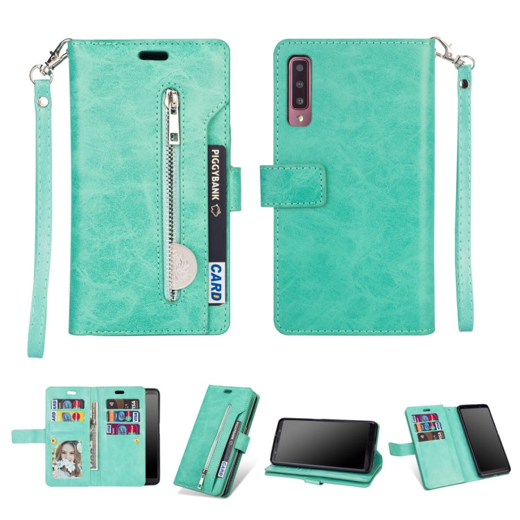 For Samsung Galaxy A70 Multifunctional Zipper Horizontal Flip Leather Case with Holder & Wallet & 9 Card Slots & Lanyard