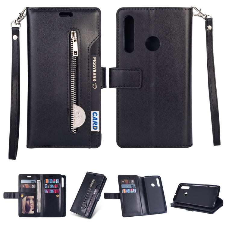 For Samsung Galaxy M30 / Galaxy A40s Multifunctional Zipper Horizontal Flip Leather Case with Holder & Wallet & 9 Card Slots & Lanyard