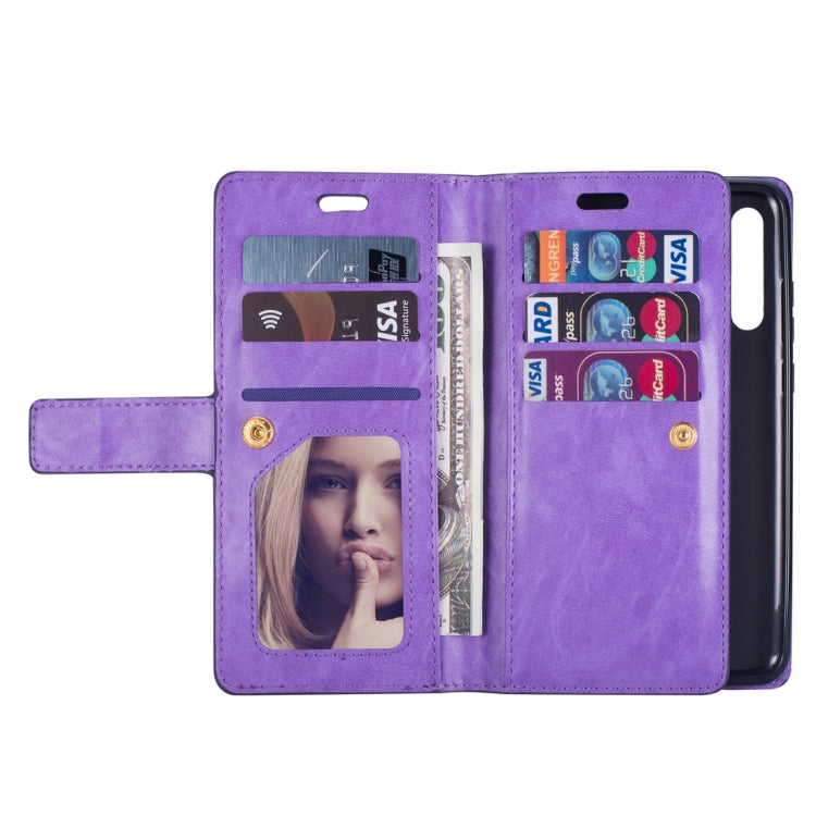 For Samsung Galaxy M30 / Galaxy A40s Multifunctional Zipper Horizontal Flip Leather Case with Holder & Wallet & 9 Card Slots & Lanyard