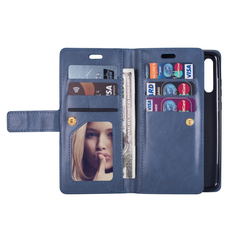 For Samsung Galaxy M30 / Galaxy A40s Multifunctional Zipper Horizontal Flip Leather Case with Holder & Wallet & 9 Card Slots & Lanyard