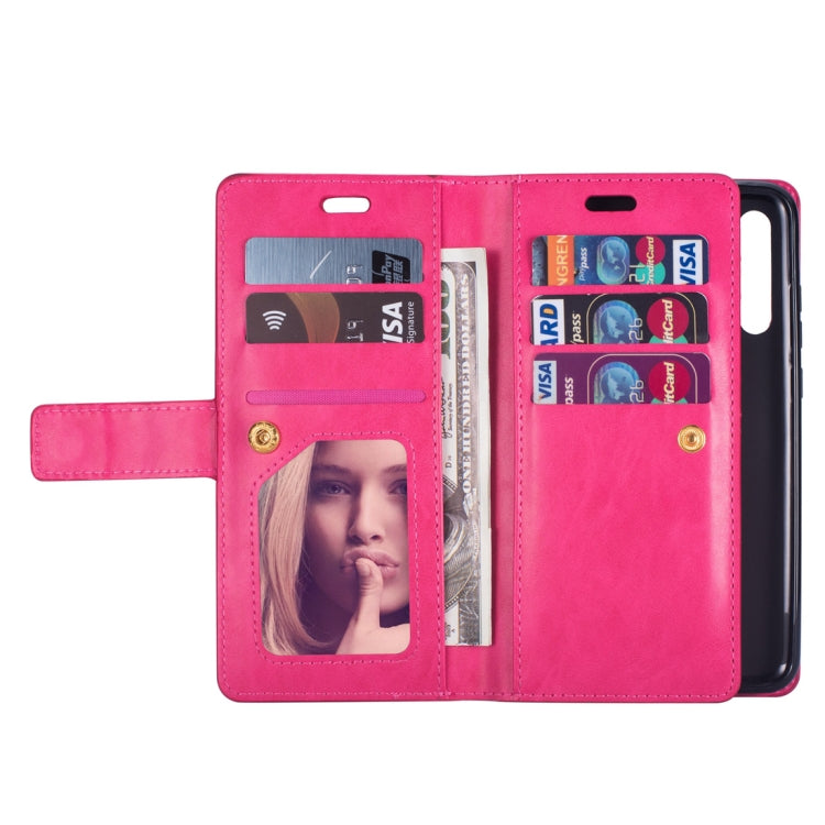 For Samsung Galaxy M30 / Galaxy A40s Multifunctional Zipper Horizontal Flip Leather Case with Holder & Wallet & 9 Card Slots & Lanyard