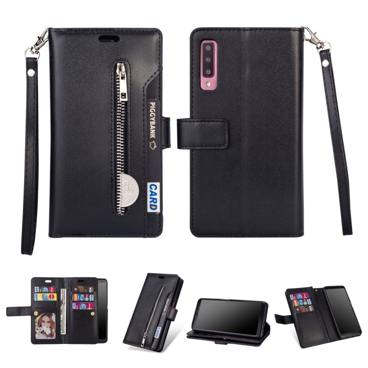 For Samsung Galaxy A50 / A50s / A30s Multifunctional Zipper Horizontal Flip Leather Case with Holder & Wallet & 9 Card Slots & Lanyard