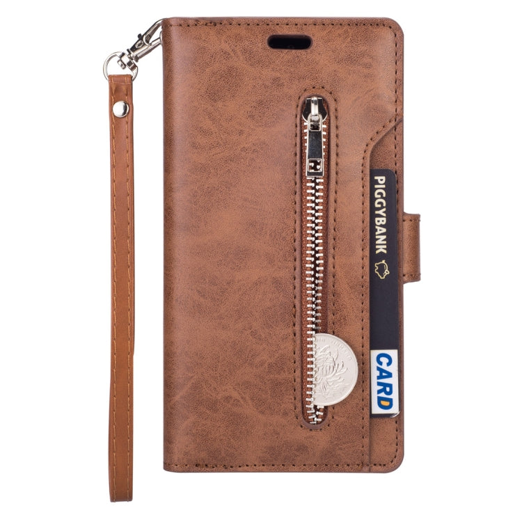 For Samsung Galaxy A50 / A50s / A30s Multifunctional Zipper Horizontal Flip Leather Case with Holder & Wallet & 9 Card Slots & Lanyard