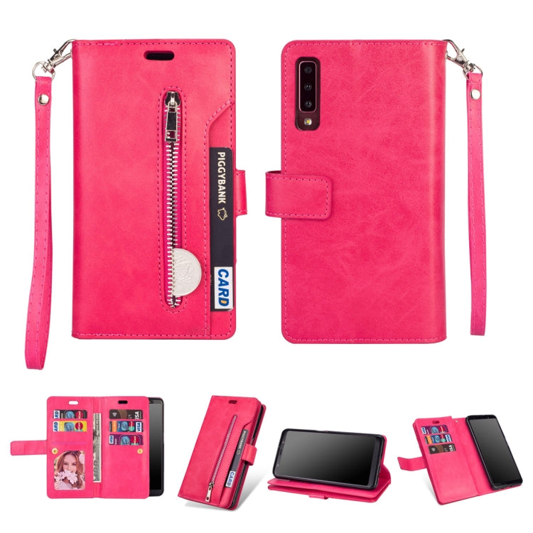 For Samsung Galaxy A50 / A50s / A30s Multifunctional Zipper Horizontal Flip Leather Case with Holder & Wallet & 9 Card Slots & Lanyard