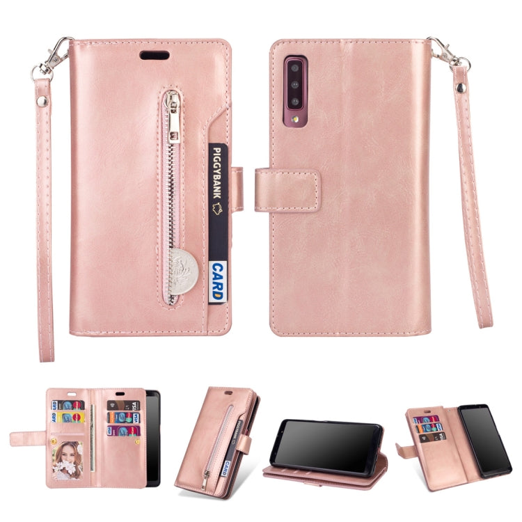 For Samsung Galaxy A50 / A50s / A30s Multifunctional Zipper Horizontal Flip Leather Case with Holder & Wallet & 9 Card Slots & Lanyard