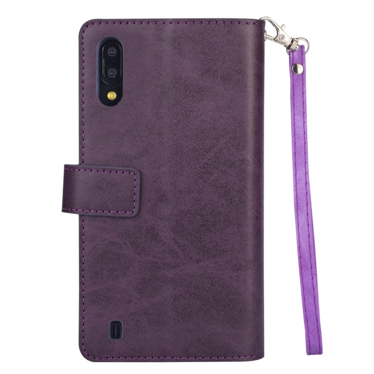For Samsung Galaxy M10 / Galaxy A10 Multifunctional Zipper Horizontal Flip Leather Case with Holder & Wallet & 9 Card Slots & Lanyard