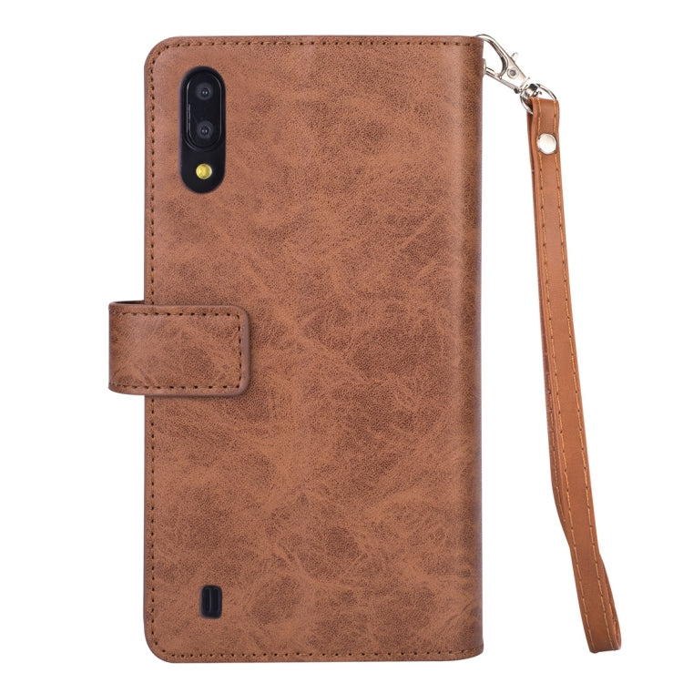 For Samsung Galaxy M10 / Galaxy A10 Multifunctional Zipper Horizontal Flip Leather Case with Holder & Wallet & 9 Card Slots & Lanyard