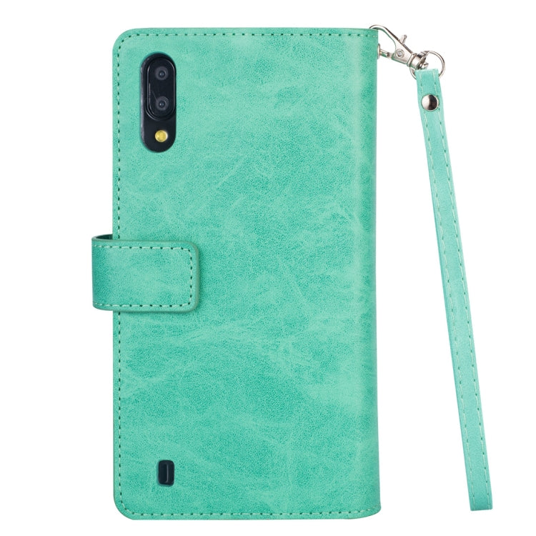 For Samsung Galaxy M10 / Galaxy A10 Multifunctional Zipper Horizontal Flip Leather Case with Holder & Wallet & 9 Card Slots & Lanyard