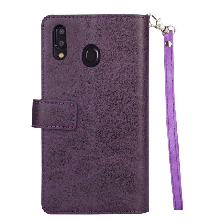 For Samsung Galaxy M20 Multifunctional Zipper Horizontal Flip Leather Case with Holder & Wallet & 9 Card Slots & Lanyard