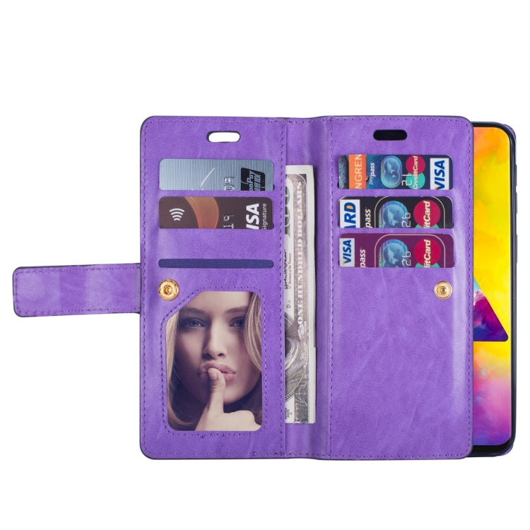 For Samsung Galaxy M20 Multifunctional Zipper Horizontal Flip Leather Case with Holder & Wallet & 9 Card Slots & Lanyard