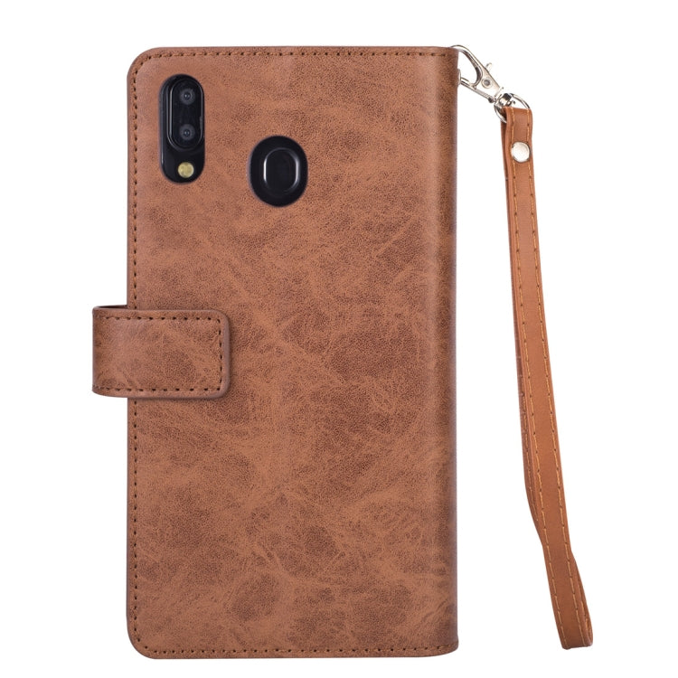 For Samsung Galaxy M20 Multifunctional Zipper Horizontal Flip Leather Case with Holder & Wallet & 9 Card Slots & Lanyard