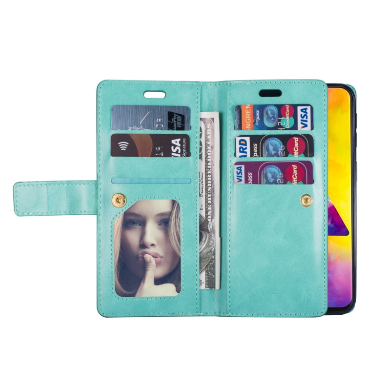 For Samsung Galaxy M20 Multifunctional Zipper Horizontal Flip Leather Case with Holder & Wallet & 9 Card Slots & Lanyard