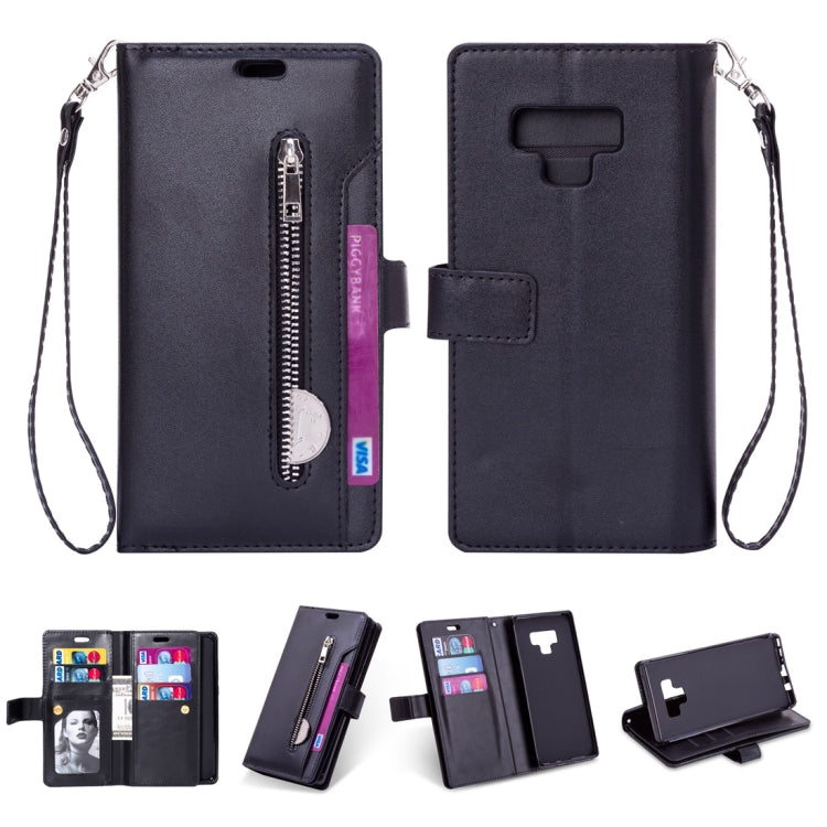 For Samsung Galaxy Note9 Multifunctional Zipper Horizontal Flip Leather Case with Holder & Wallet & 9 Card Slots & Lanyard
