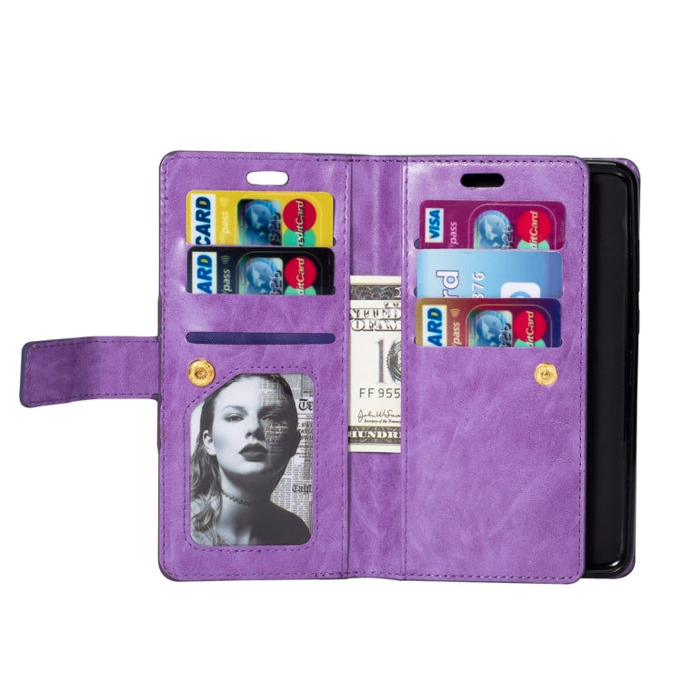 For Samsung Galaxy Note9 Multifunctional Zipper Horizontal Flip Leather Case with Holder & Wallet & 9 Card Slots & Lanyard