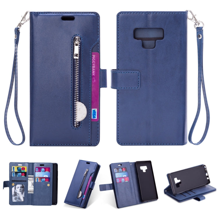 For Samsung Galaxy Note9 Multifunctional Zipper Horizontal Flip Leather Case with Holder & Wallet & 9 Card Slots & Lanyard