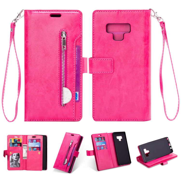 For Samsung Galaxy Note9 Multifunctional Zipper Horizontal Flip Leather Case with Holder & Wallet & 9 Card Slots & Lanyard
