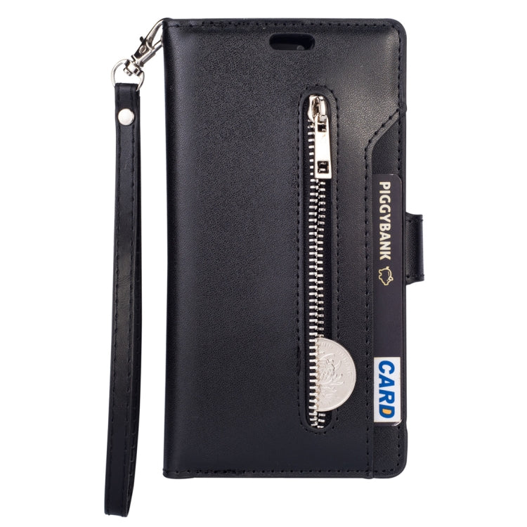 For Samsung Galaxy A7 (2018) Multifunctional Zipper Horizontal Flip Leather Case with Holder & Wallet & 9 Card Slots & Lanyard