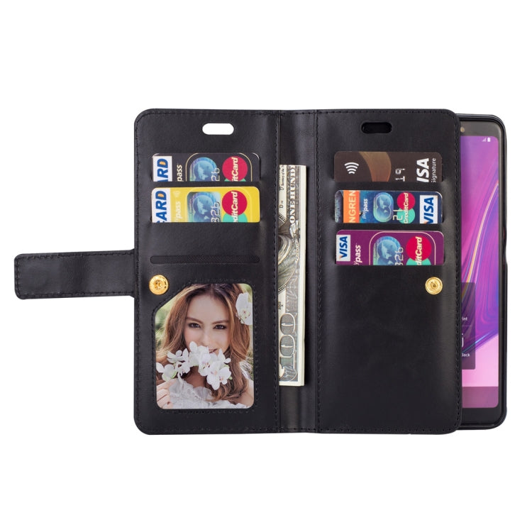 For Samsung Galaxy A7 (2018) Multifunctional Zipper Horizontal Flip Leather Case with Holder & Wallet & 9 Card Slots & Lanyard