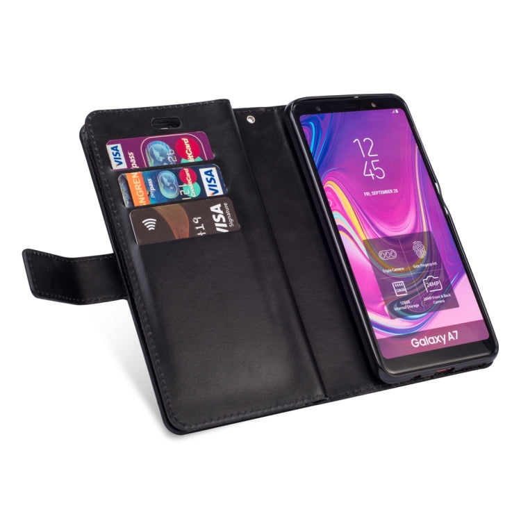 For Samsung Galaxy A7 (2018) Multifunctional Zipper Horizontal Flip Leather Case with Holder & Wallet & 9 Card Slots & Lanyard