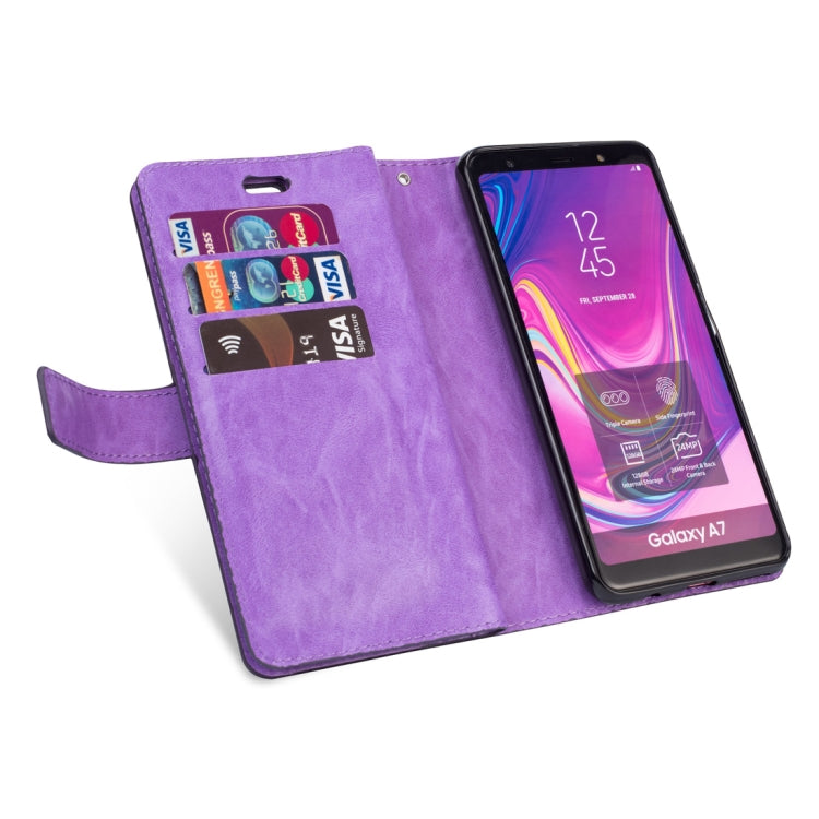 For Samsung Galaxy A7 (2018) Multifunctional Zipper Horizontal Flip Leather Case with Holder & Wallet & 9 Card Slots & Lanyard