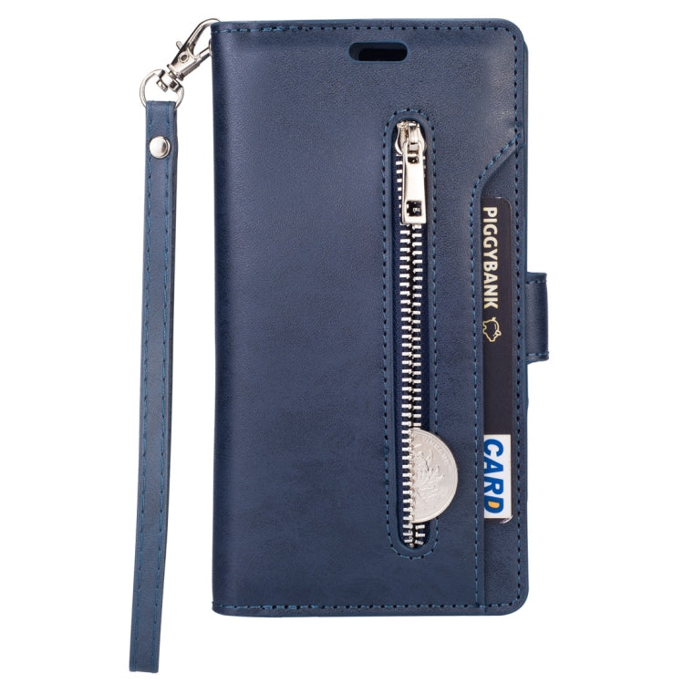 For Samsung Galaxy A7 (2018) Multifunctional Zipper Horizontal Flip Leather Case with Holder & Wallet & 9 Card Slots & Lanyard