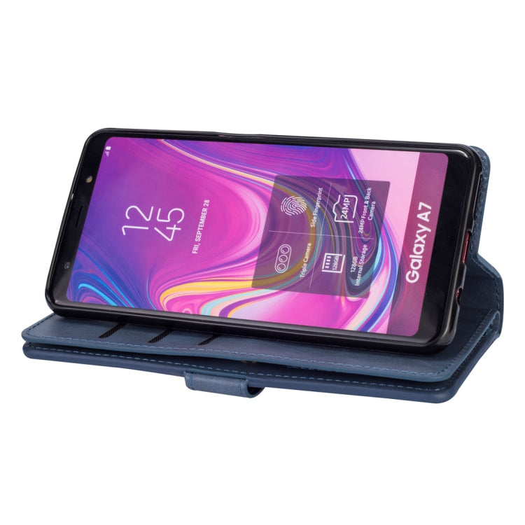 For Samsung Galaxy A7 (2018) Multifunctional Zipper Horizontal Flip Leather Case with Holder & Wallet & 9 Card Slots & Lanyard