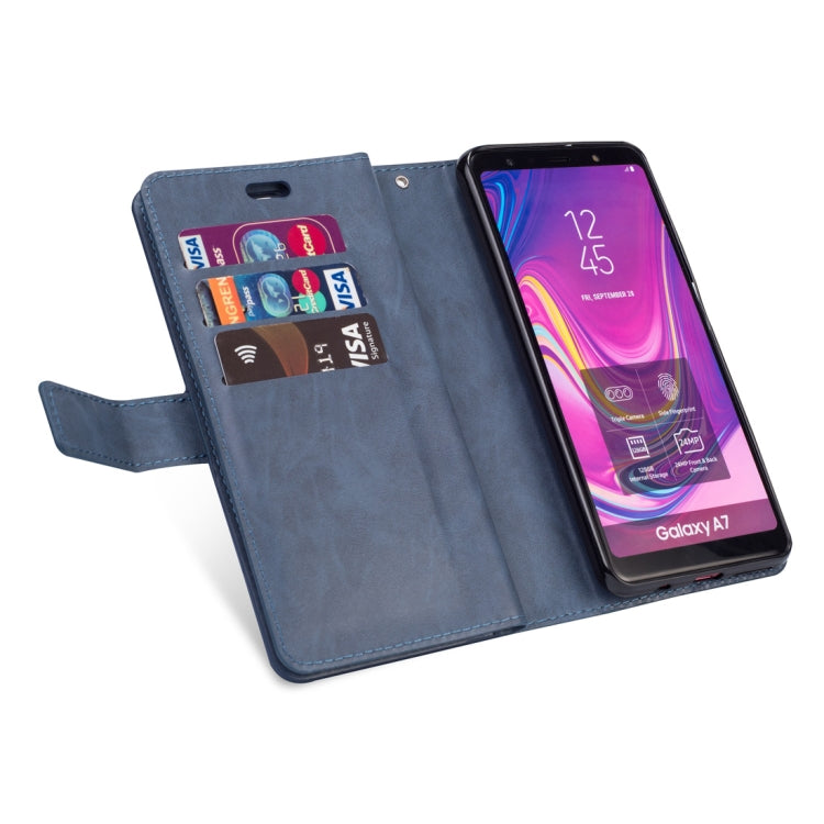For Samsung Galaxy A7 (2018) Multifunctional Zipper Horizontal Flip Leather Case with Holder & Wallet & 9 Card Slots & Lanyard