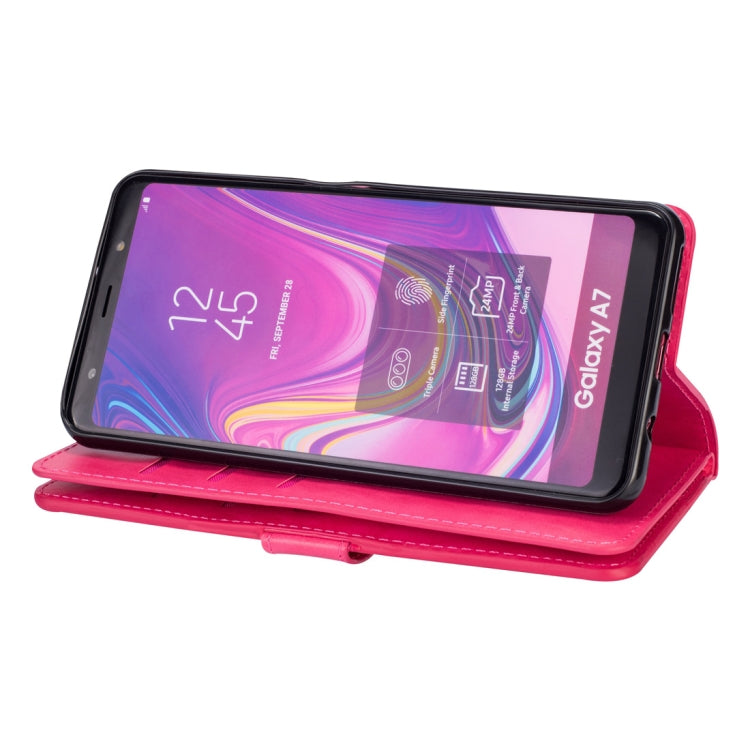 For Samsung Galaxy A7 (2018) Multifunctional Zipper Horizontal Flip Leather Case with Holder & Wallet & 9 Card Slots & Lanyard