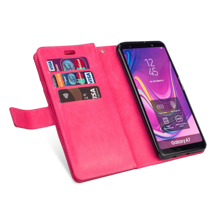 For Samsung Galaxy A7 (2018) Multifunctional Zipper Horizontal Flip Leather Case with Holder & Wallet & 9 Card Slots & Lanyard